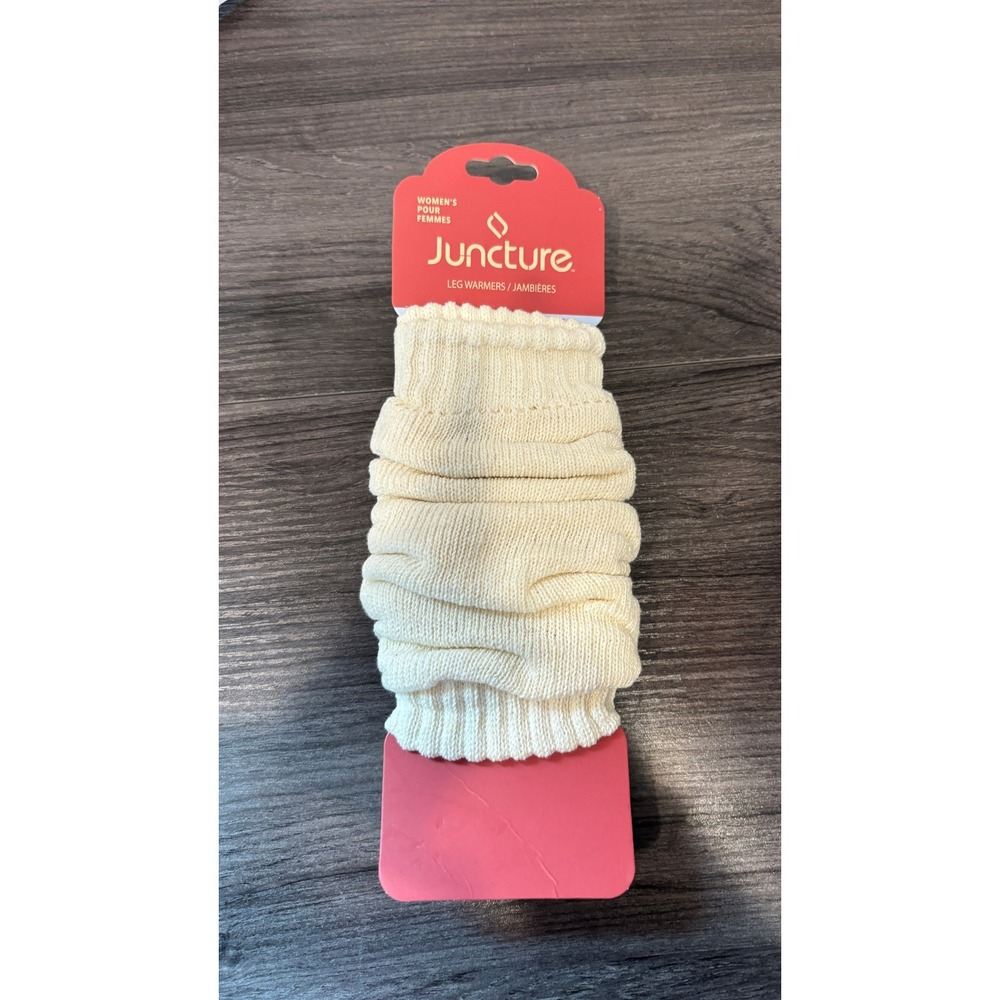 Juncture Womens Leg Warmers Cream Off White Ribbed Knit Slouchy One Size NWT